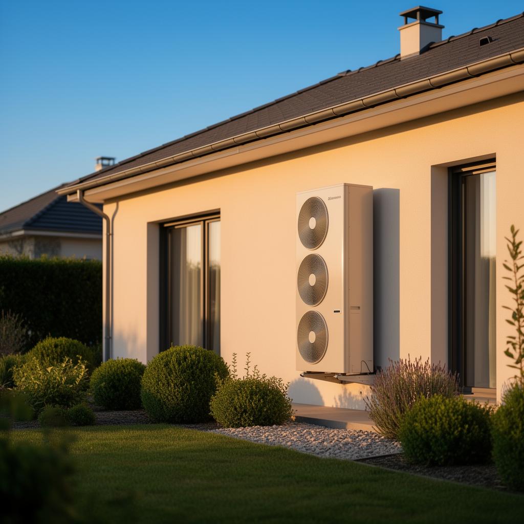 Maison équipée d'une pompe à chaleur air/eau